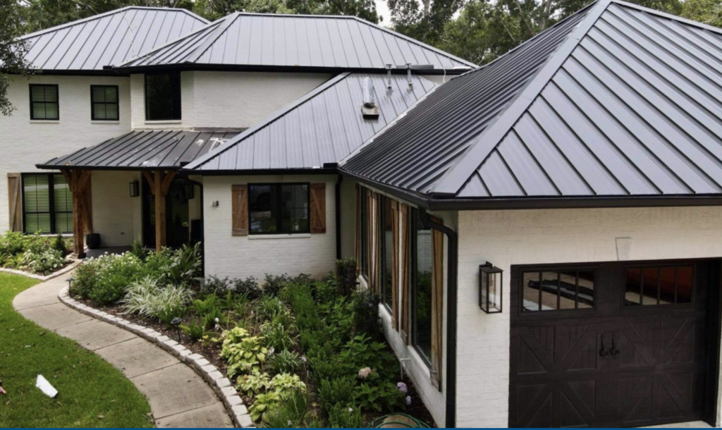 Residential standing seam metal roof.