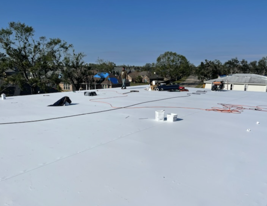 Brand new white commercial roof