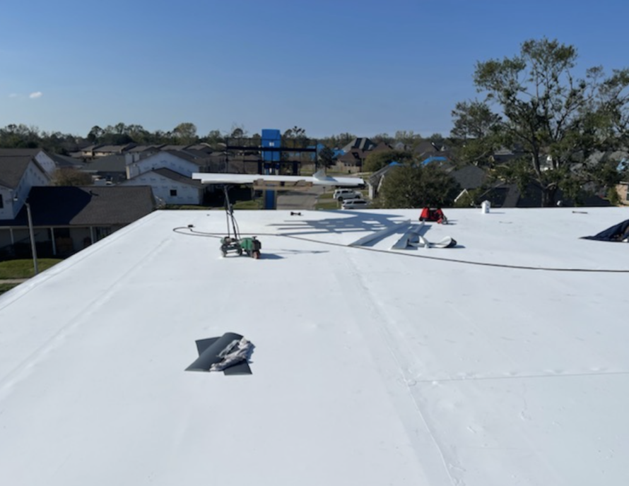 Brand new white commercial roof