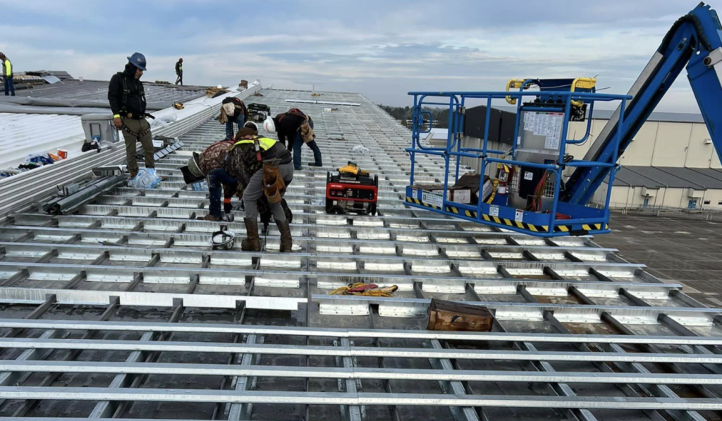 Commercial Metal Roof being installed.