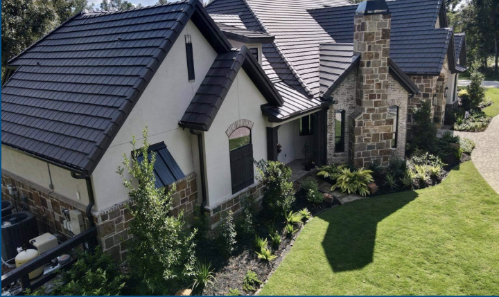 Large residential tile roof.