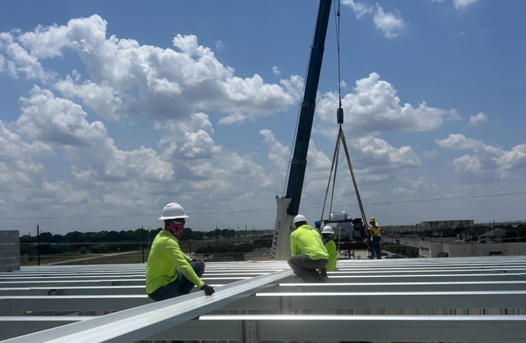 Commercial roof installation in progress.