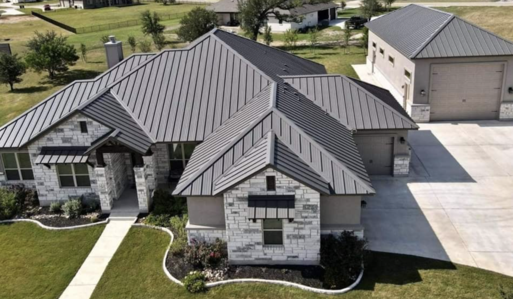 Residential standing seam metal roof.